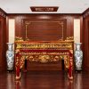 Án Gian Thờ Gỗ Mít Chân Quỳ, Tứ Linh Hóa, Sơn Son Thếp Vàng